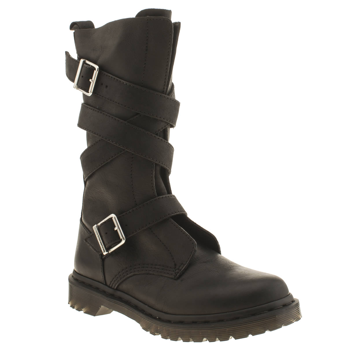 DR MARTENS LAUREN WOMENS BLACK LEATHER STRAP CALF BOOTS eBay